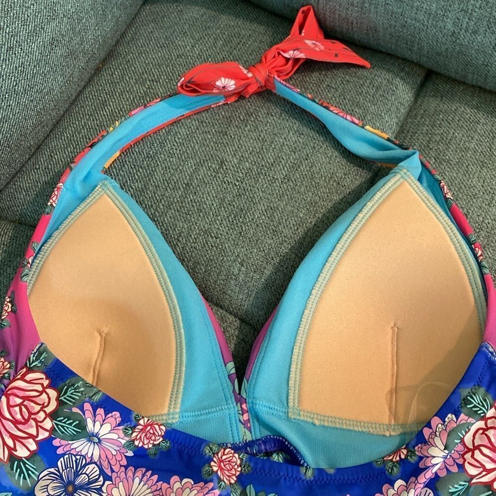 NWT JOHNNY WAS RAINBOW TWIST KEYHOLE ONE PIECE - Picture 9 of 11